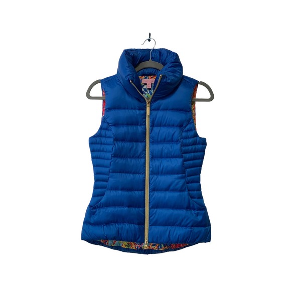 Lilly Pulitzer Blue Small Puffer Down Vest Size XS - Picture 1 of 12